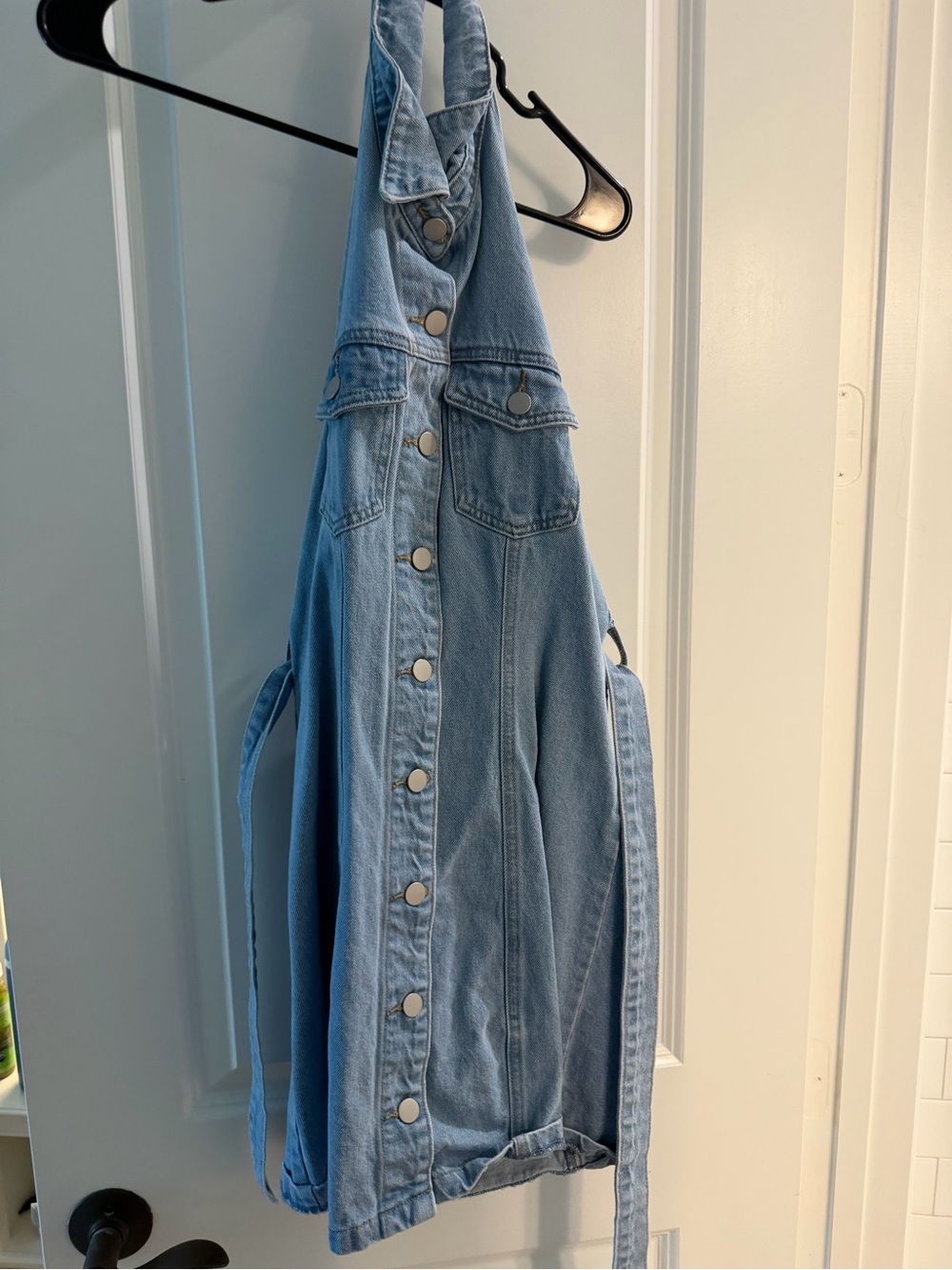 SHEIN Light Blue Denim Apron Dress